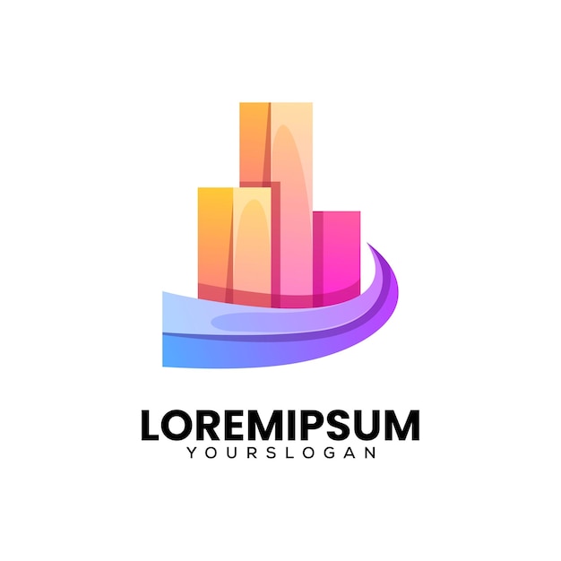 Diseño de logotipo degradado de edificio moderno
