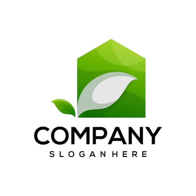 diseño de logotipo degradado de hoja de casa