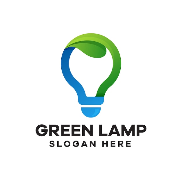 Diseño de logotipo degradado de lámpara verde