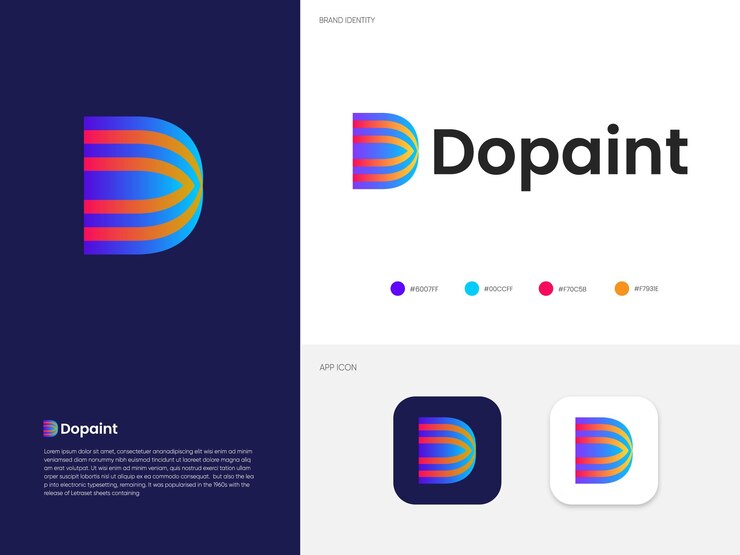 Diseño de logotipo degradado moderno con letra D Imprimir logotipo para marca