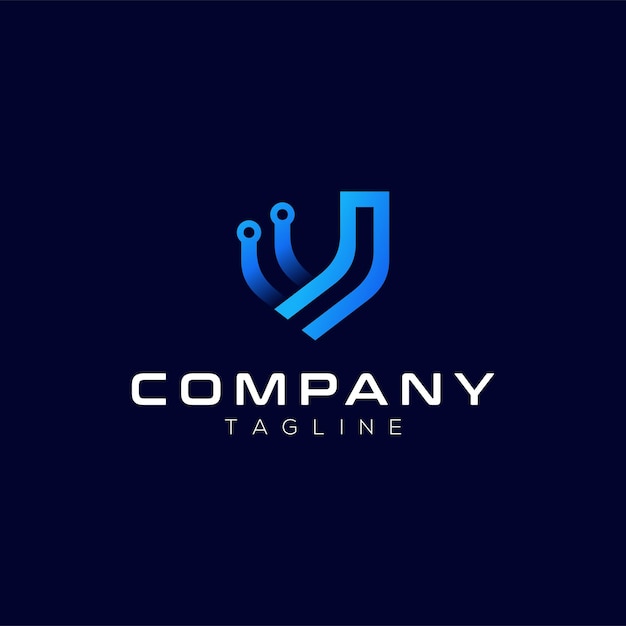 diseño de logotipo degradado moderno con tecnología de escudo