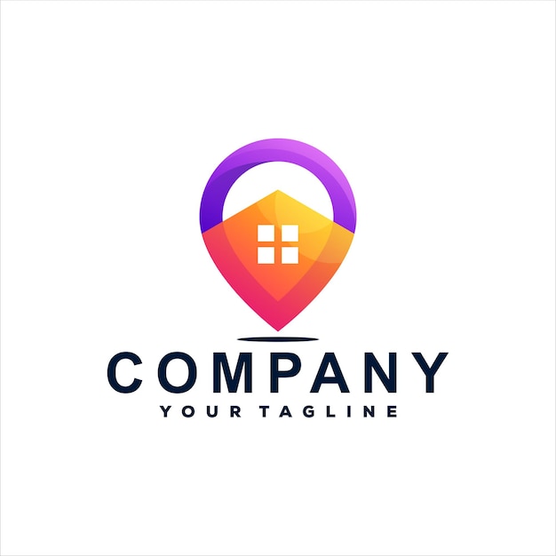 Diseño de logotipo degradado de pin de casa