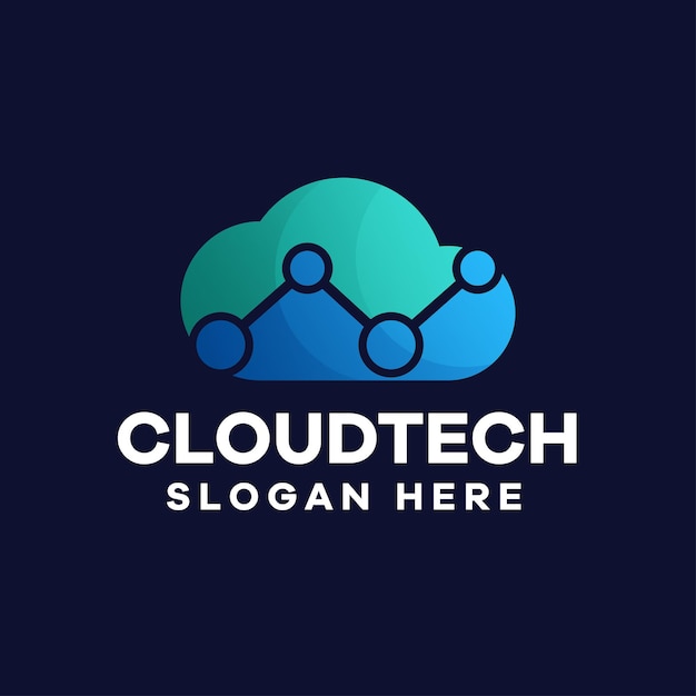 Vector diseño de logotipo degradado de tecnología en la nube