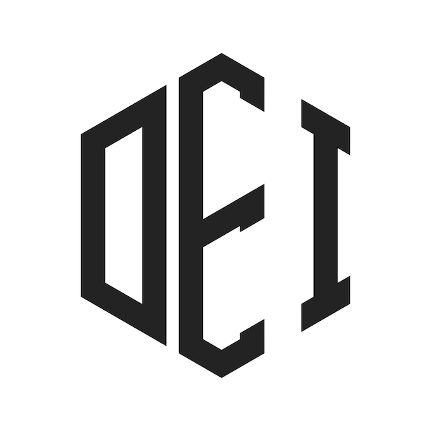 Diseño del logotipo DEI Letra inicial DEI Monograma Logotipo con forma de hexágono