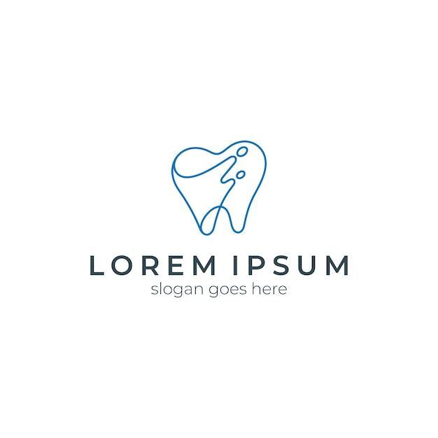 Diseño de logotipo dental con combinación de estilo splash de concepto de diseño de arte de línea minimalista