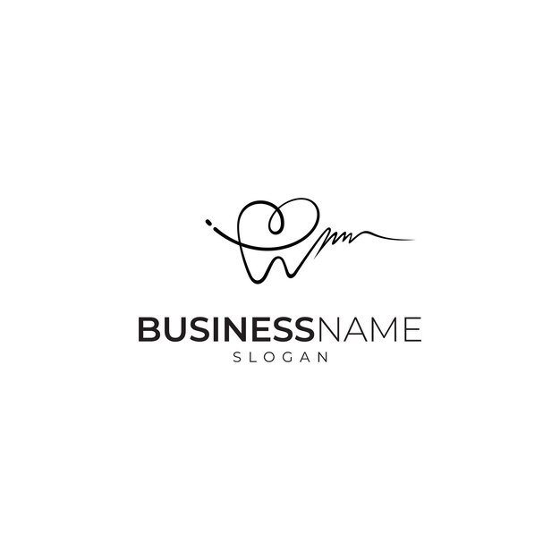 Vector diseño de logotipo dental con concepto de estilo de diseño de firma