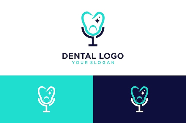 Diseño de logotipo dental con podcast o micrófono