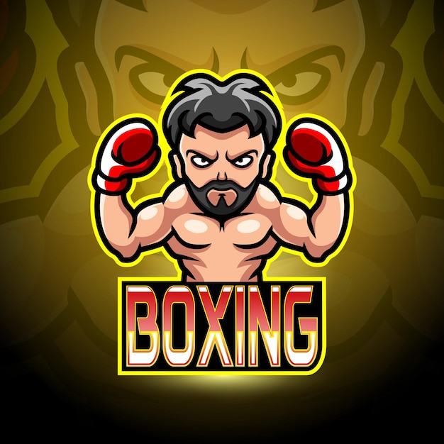 Diseño de logotipo de deporte de mascota de boxeo