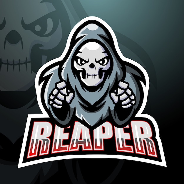 Diseño de logotipo de deporte de mascota de calavera segadora
