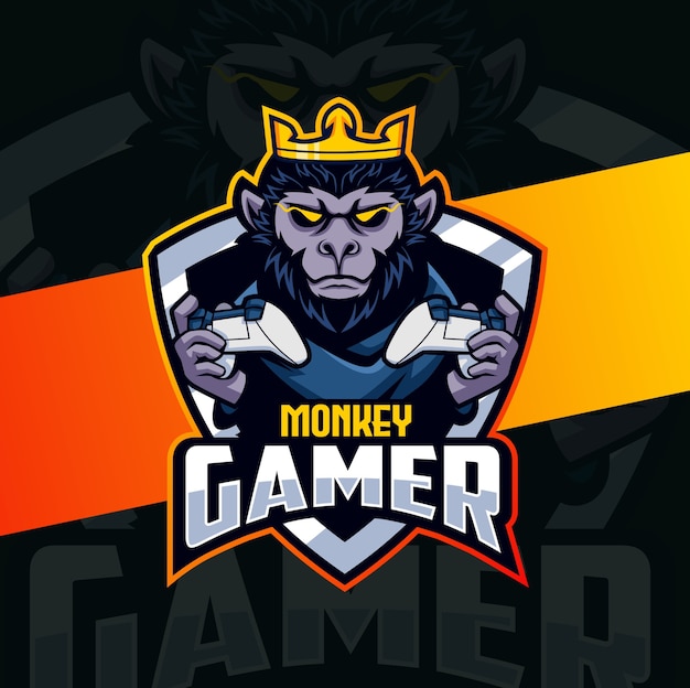 Diseño de logotipo de deporte de mascota de jugador de mono chimpancé