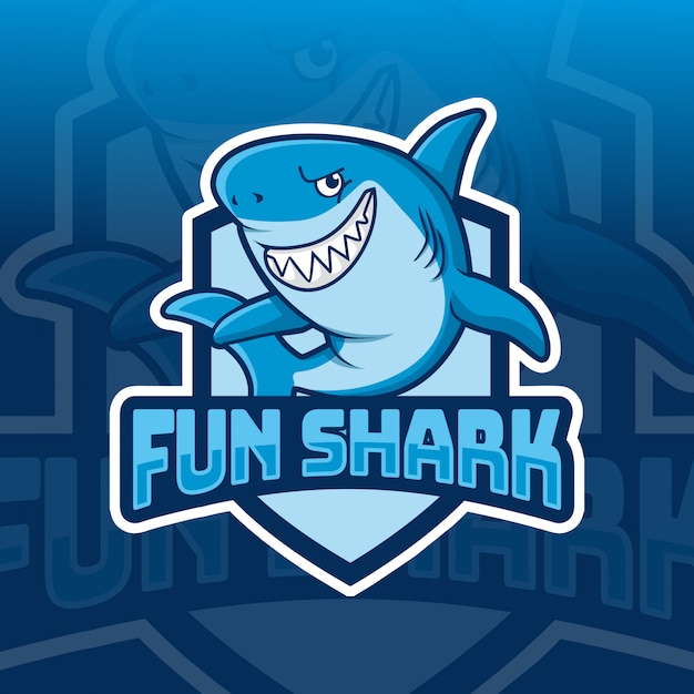 diseño de logotipo de deporte de mascota de tiburón divertido
