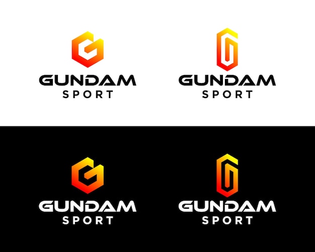 Diseño de logotipo deportivo geométrico en negrita con monograma de letra G