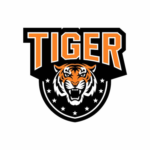 Diseño del logotipo deportivo de la mascota del tigre Logotipo de ilustración vectorial de la cabeza de mascota de animal del tigre