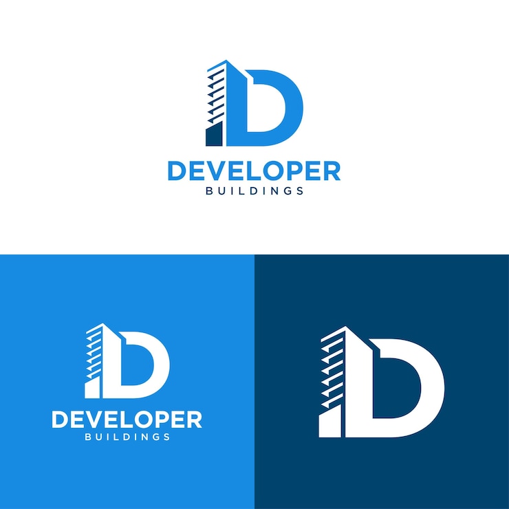 Vector diseño del logotipo del desarrollador de la casa carta d plantilla vectorial del concepto del edificio
