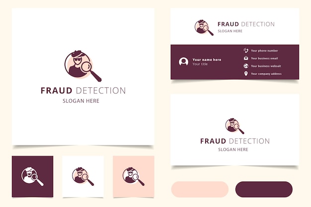 Diseño de logotipo de detección de fraude con marca de eslogan editable