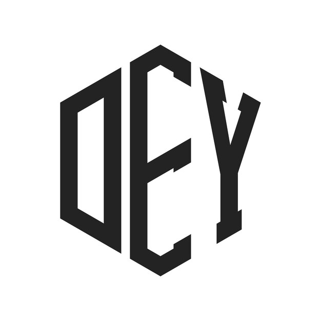 Diseño del logotipo DEY Letra inicial DEY Monograma Logotipo con forma de hexágono