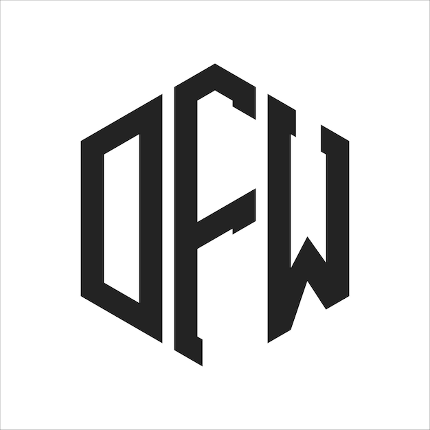 Diseño del logotipo DFW Letra inicial DFW Monograma Logotipo con forma de hexágono