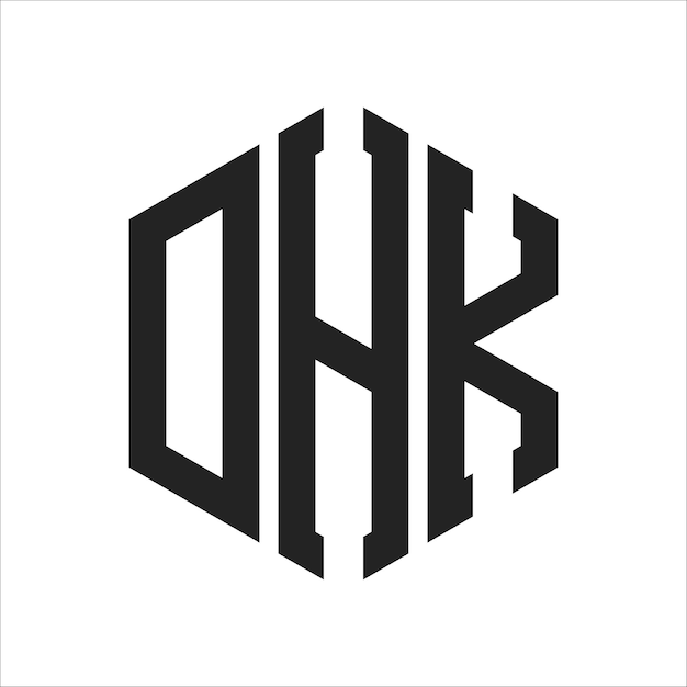 Diseño del logotipo DHK Letra inicial DHK Monograma Logotipo con forma de hexágono