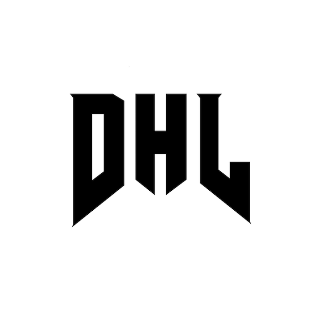 Diseño de logotipo de DHL para una empresa de tecnología Diseño de Logotipo de DHL combinación de colores blanco y negro Diseño vectorial de logotipo DHL Icono DHL Alfabeto DHL Diseño del logotipo de tipografía DHL