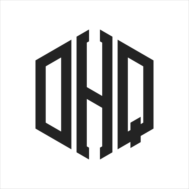 Diseño del logotipo de DHQ Letra inicial Monograma de DHQ Logotipo con forma de hexágono