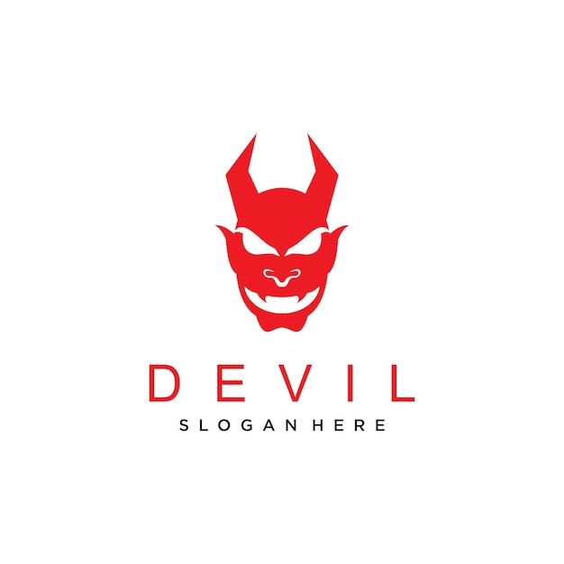 Diseño del logotipo del diablo rojo vectorial con un concepto simple