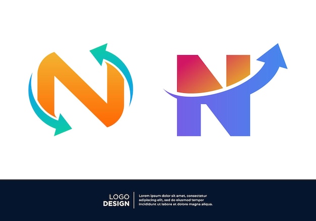 Diseño del logotipo del diagrama financiero de la letra N