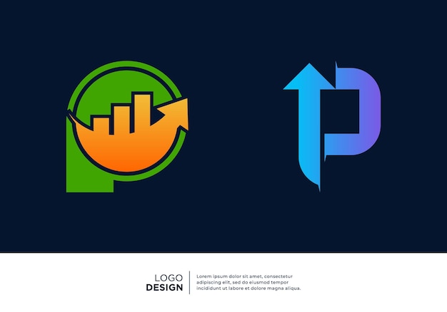 Diseño del logotipo del diagrama financiero de la letra P