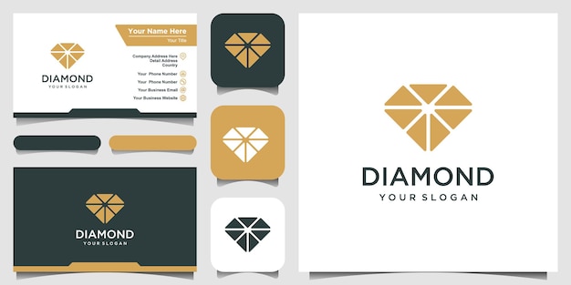 Diseño de logotipo de diamante y tarjeta de visita.