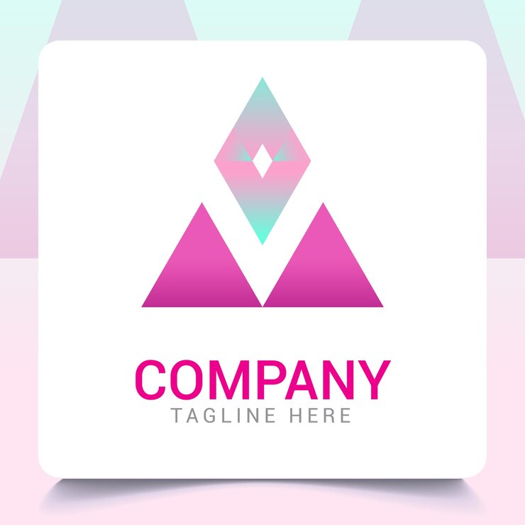 Vector diseño de logotipo de diamante triangular mínimo con colores degradados.