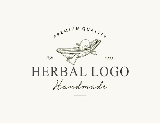 Diseño de logotipo dibujado a mano herbolario vintage