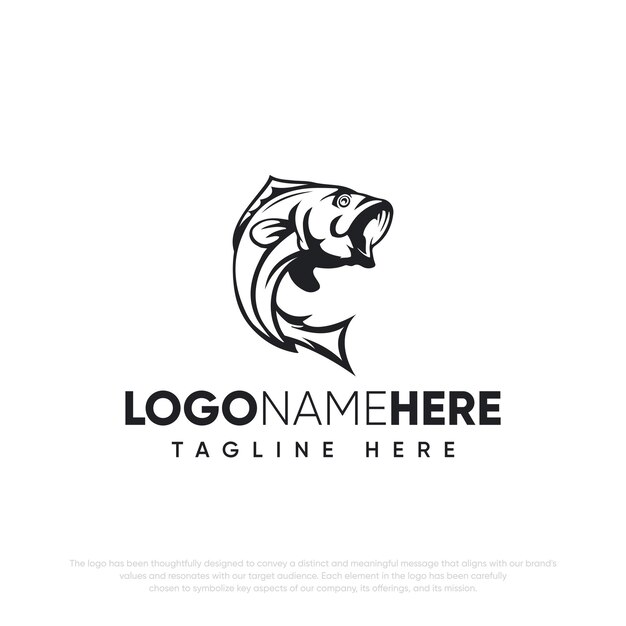 diseño de logotipo de dibujo a mano de pesca vectorial
