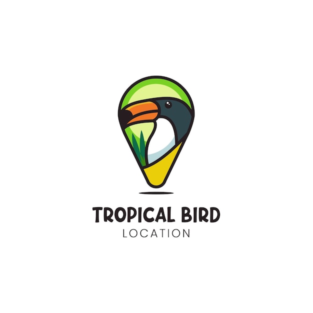 diseño de logotipo de dibujos animados de aves tropicales tucán