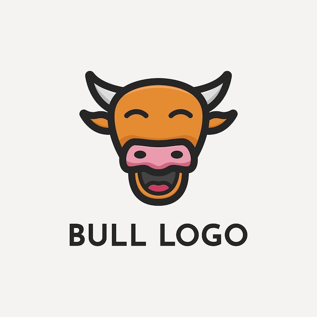 Diseño de logotipo de dibujos animados de cabeza de toro diseño de logotipo de dibujos animados de cabeza de vaca simple ideas creativas