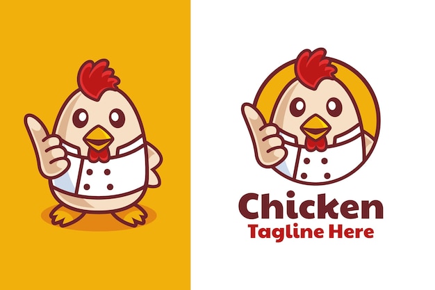 Vector diseño de logotipo de dibujos animados de chef de pollo