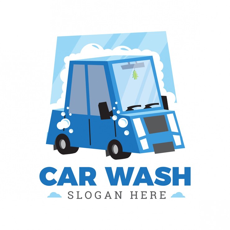 Vector diseño de logotipo de dibujos animados de lavado de coches