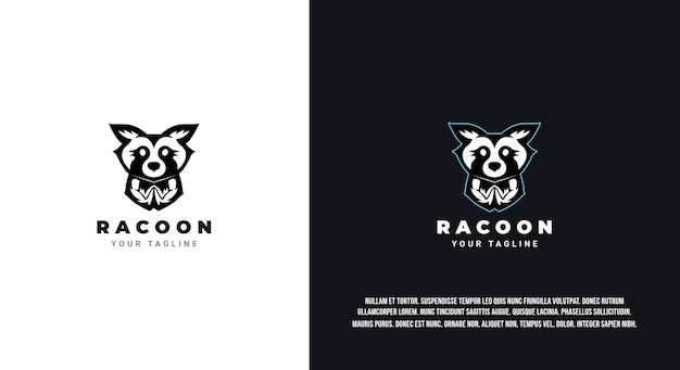 Diseño de logotipo de dibujos animados de mapache Estilo de mascota de yoga