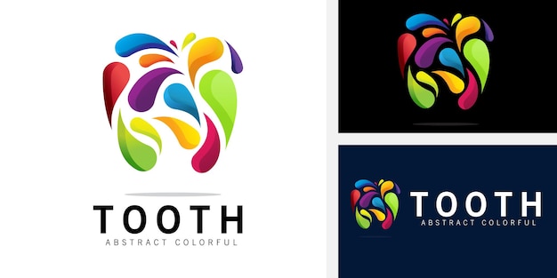 Diseño de logotipo de diente colorido abstracto icono de ilustración de vector de logotipo de cuidado dental creativo