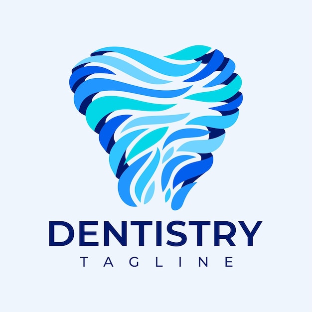 Vector diseño de logotipo de diente dental de llama azul moderno