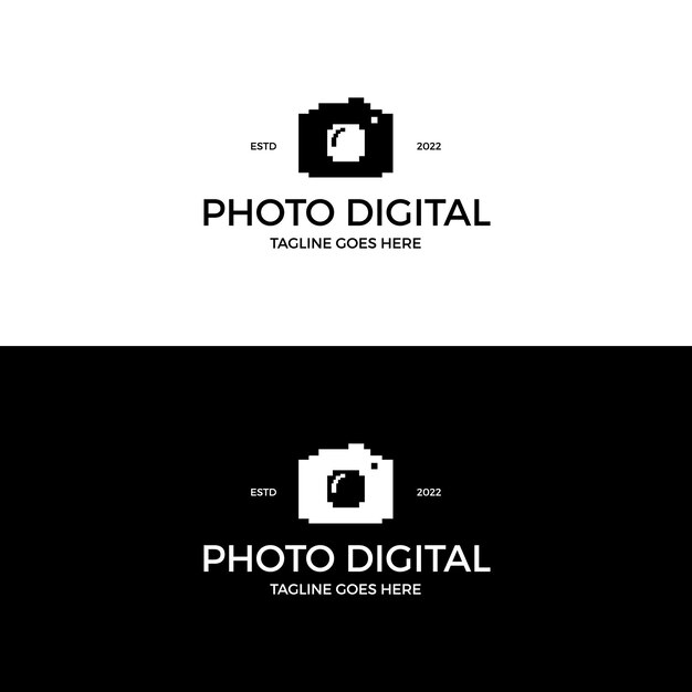 Diseño de logotipo digital de foto de cámara.