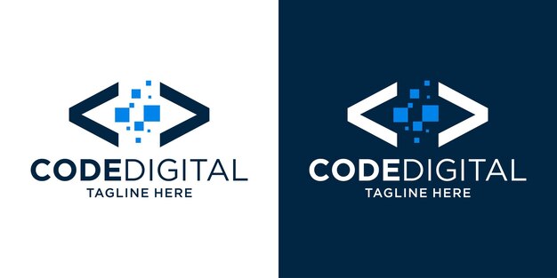 Diseño de logotipo digital y tecnología de código icono moderno ilustración vectorial