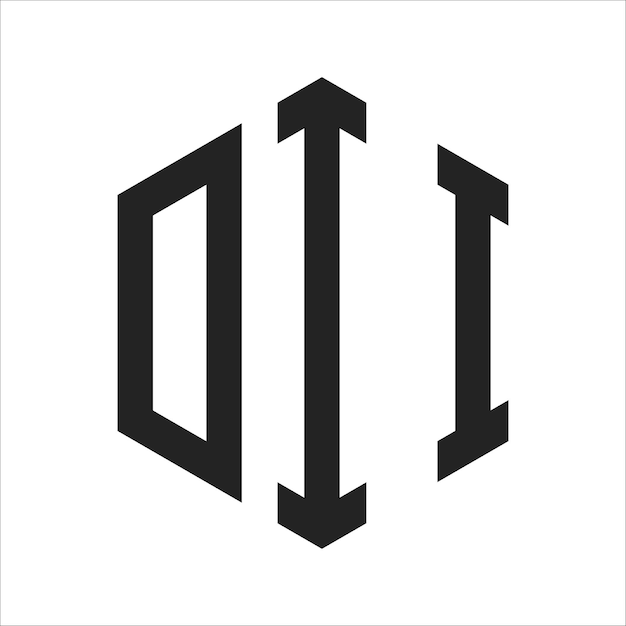 Diseño del logotipo DII Letra inicial DII Monograma Logotipo con forma de hexágono