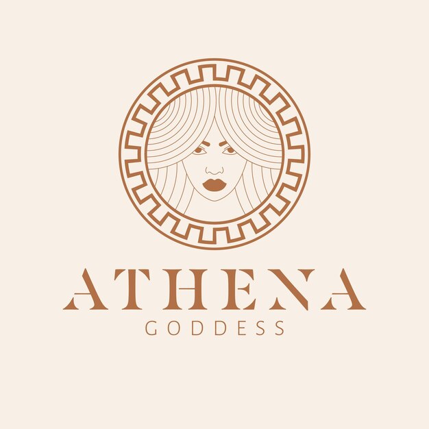 Diseño del logotipo de la diosa atenea logotipo vectorial de la diosa griega plantilla de logotipo de la industria de la belleza y el arte