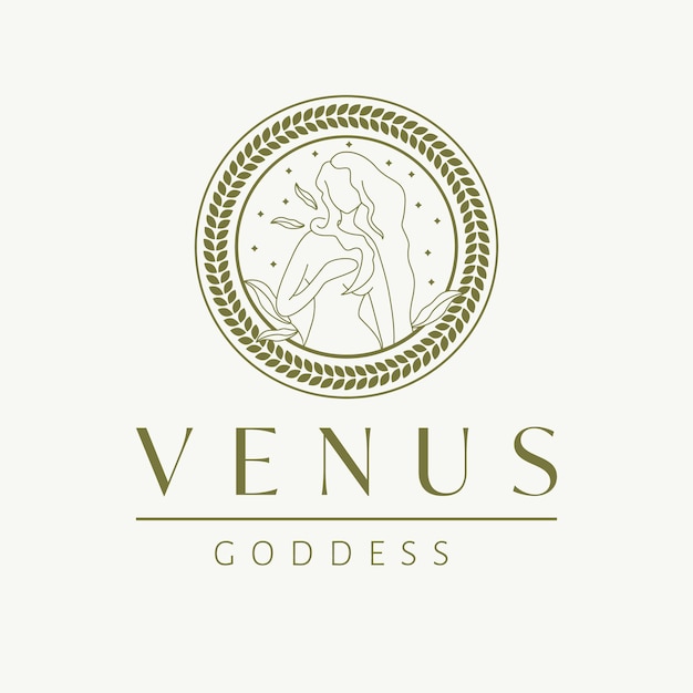 Vector diseño del logotipo de la diosa venus logotipo vectorial de la diosa plantilla de logotipo de la industria de la belleza y el arte
