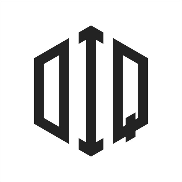 Diseño del logotipo DIQ Letra inicial DIQ Monograma Logotipo con forma de hexágono