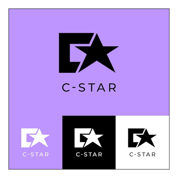 Diseño de logotipo de diseño de logotipo minimalista de estrella C con múltiples variaciones