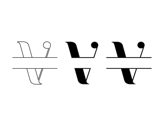 Diseño de logotipo dividido de letra v para plantilla de nombre