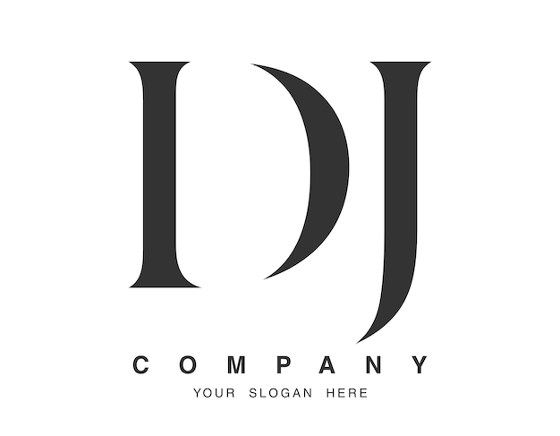 Diseño del logotipo de DJ Letra inicial d y j estilo de fuente serif Nombre de empresa clásico creativo tipografía Logotipo o identidad de moda