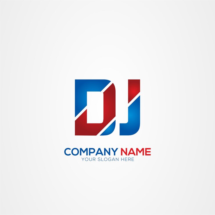Vector el diseño del logotipo de dj o jd creative modern letters elemento rojo y azul