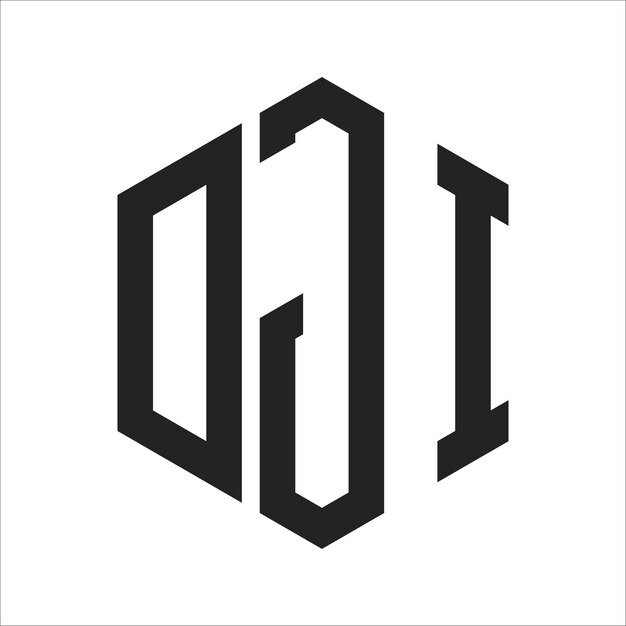 Diseño del logotipo de DJI Letra inicial Logotipo del monograma de DJI con forma de hexágono