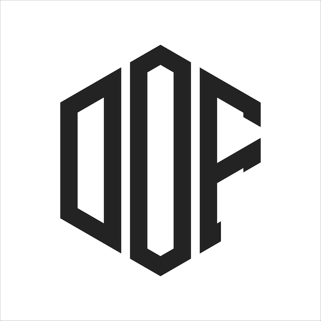 Diseño del logotipo DOF Letra inicial DOF Monograma Logotipo con forma de hexágono